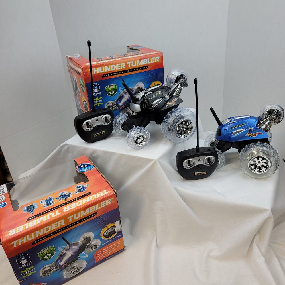 2 Remote Controlled Battery Operated 360 Degree Spin Play Vehicles LED Lights